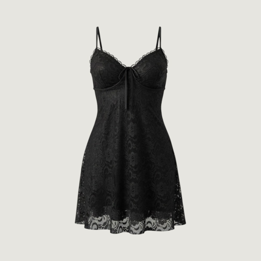 Cinema Etoile Lace Slip Dress Womens XL Black Floral Sheer Chemise
